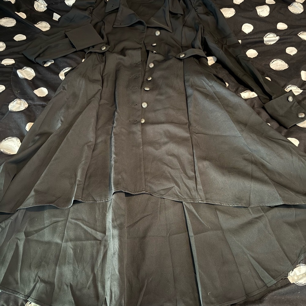 Elegant, Vintage Inspired, Black, Women's Button Up, Hi Low Coat